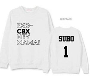 Exo cbx hey mama member name printing o neck pullover thin sweatshirt