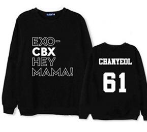 Exo cbx hey mama member name printing o neck pullover thin sweatshirt