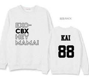 Exo cbx hey mama member name printing o neck pullover thin sweatshirt
