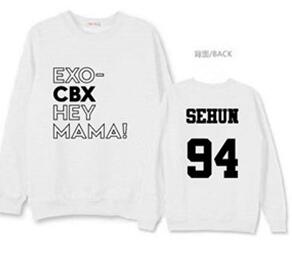 Exo cbx hey mama member name printing o neck pullover thin sweatshirt