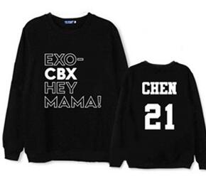 Exo cbx hey mama member name printing o neck pullover thin sweatshirt