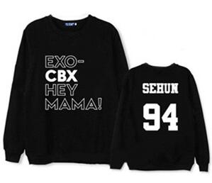Exo cbx hey mama member name printing o neck pullover thin sweatshirt
