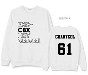 Exo cbx hey mama member name printing o neck pullover thin sweatshirt