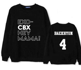 Exo cbx hey mama member name printing o neck pullover thin sweatshirt