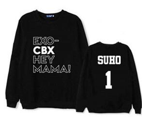 Exo cbx hey mama member name printing o neck pullover thin sweatshirt