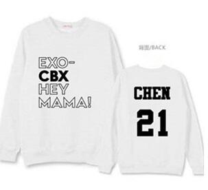 Exo cbx hey mama member name printing o neck pullover thin sweatshirt