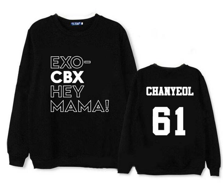 Exo cbx hey mama member name printing o neck pullover thin sweatshirt