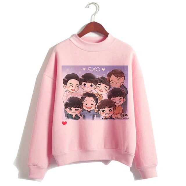 Exo hoodie women korean style hip hop clothes Sweatshirt cartoon streetwear female Casual print hooded Pullover