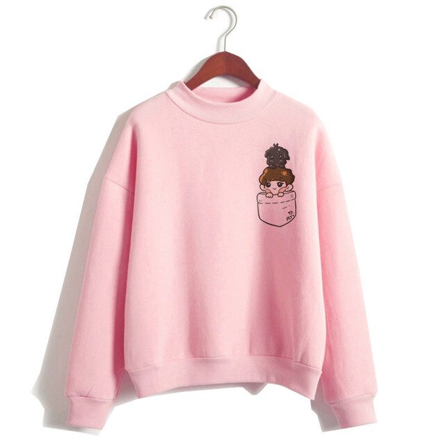 Exo hoodie women korean style hip hop clothes Sweatshirt cartoon streetwear female Casual print hooded Pullover