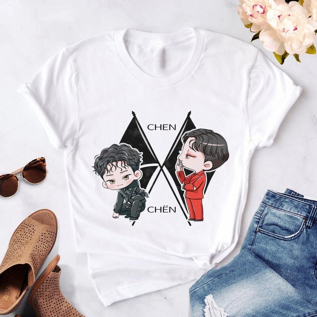 Fashion EXO Letter Tshirt Women Print 2020 new Kpop Korean style T-Shirt Casual Short Sleeve Tees Shirt Tops Clothes