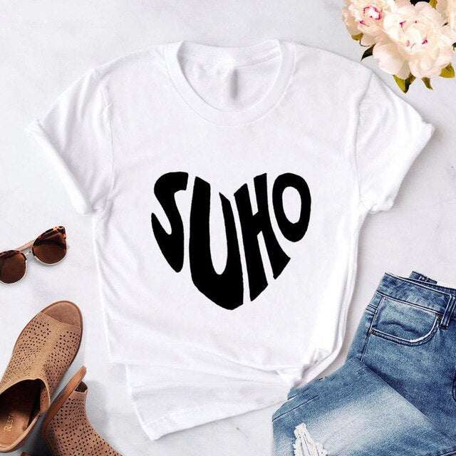 Fashion EXO Letter Tshirt Women Print 2020 new Kpop Korean style T-Shirt Casual Short Sleeve Tees Shirt Tops Clothes