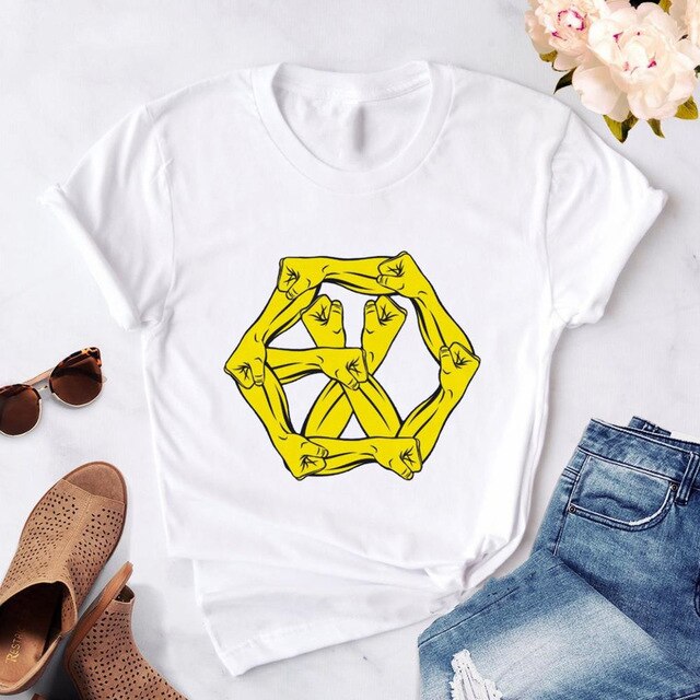 Fashion EXO Letter Tshirt Women Print 2020 new Kpop Korean style T-Shirt Casual Short Sleeve Tees Shirt Tops Clothes