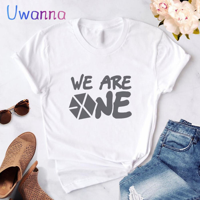 Fashion EXO Letter Tshirt Women Print 2020 new Kpop Korean style T-Shirt Casual Short Sleeve Tees Shirt Tops Clothes