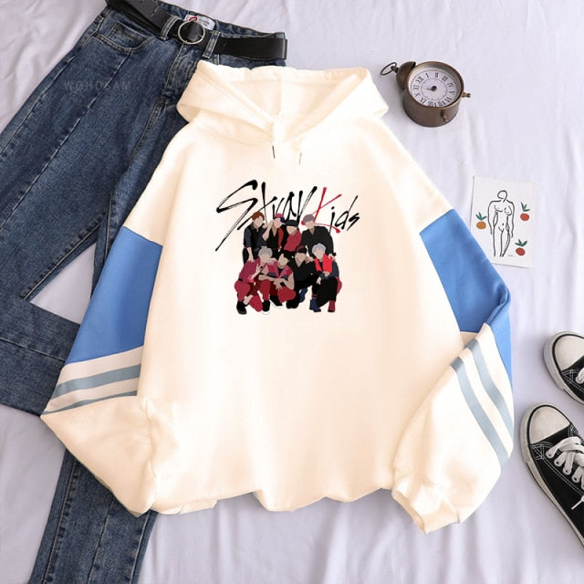 Stray Kids Korean Style KPOP Rap Music Men Hoodies Cool Cartoon Graffiti Stage Photos Fans Streetwear Swestshirts Women