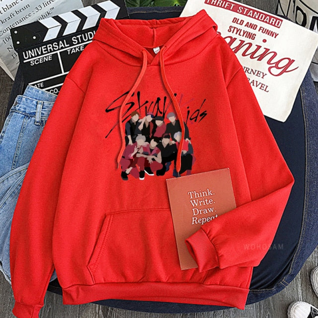 Stray Kids Korean Style KPOP Rap Music Men Hoodies Cool Cartoon Graffiti Stage Photos Fans Streetwear Swestshirts Women