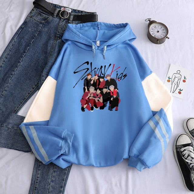 Stray Kids Korean Style KPOP Rap Music Men Hoodies Cool Cartoon Graffiti Stage Photos Fans Streetwear Swestshirts Women