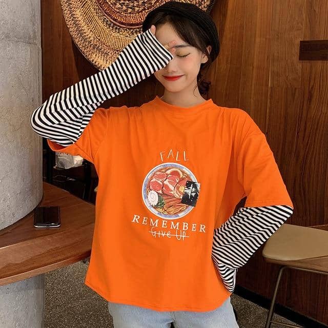 Kpopshop Originals - star embroidery korean Women Funny T-Shirts white Black Tops Female - Kpopshop