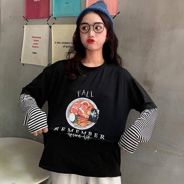 Kpopshop Originals - star embroidery korean Women Funny T-Shirts white Black Tops Female - Kpopshop