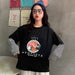 Kpopshop Originals - star embroidery korean Women Funny T-Shirts white Black Tops Female - Kpopshop