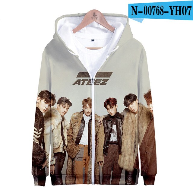 Ateez 3D Women Zipper Hoodie Sweatshirt New Style Korean Popular Combination Sweatshirt - Kpopshop