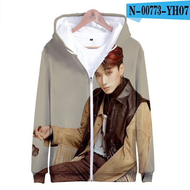 Ateez 3D Women Zipper Hoodie Sweatshirt New Style Korean Popular Combination Sweatshirt - Kpopshop