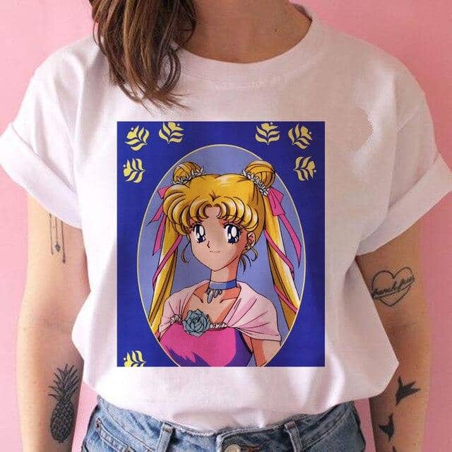 Kpopshop Originals - Funny Sailor Moon Women  Aesthetic 90s T-shirt Tops Tee Short Sleeve - Kpopshop