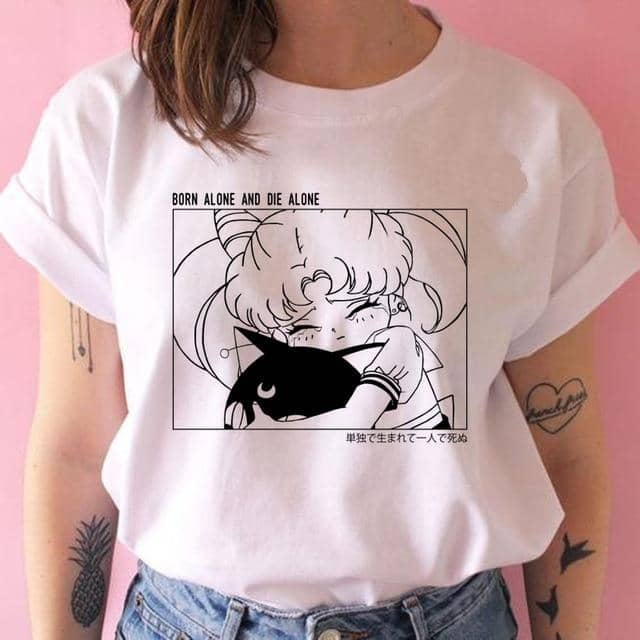 Kpopshop Originals - Funny Sailor Moon Women  Aesthetic 90s T-shirt Tops Tee Short Sleeve - Kpopshop