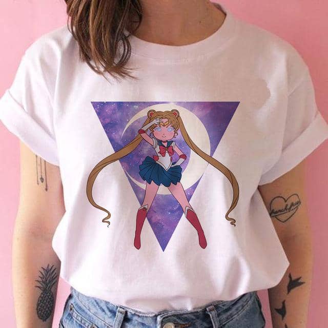 Kpopshop Originals - Funny Sailor Moon Women  Aesthetic 90s T-shirt Tops Tee Short Sleeve - Kpopshop