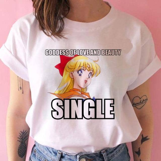 Kpopshop Originals - Funny Sailor Moon Women  Aesthetic 90s T-shirt Tops Tee Short Sleeve - Kpopshop
