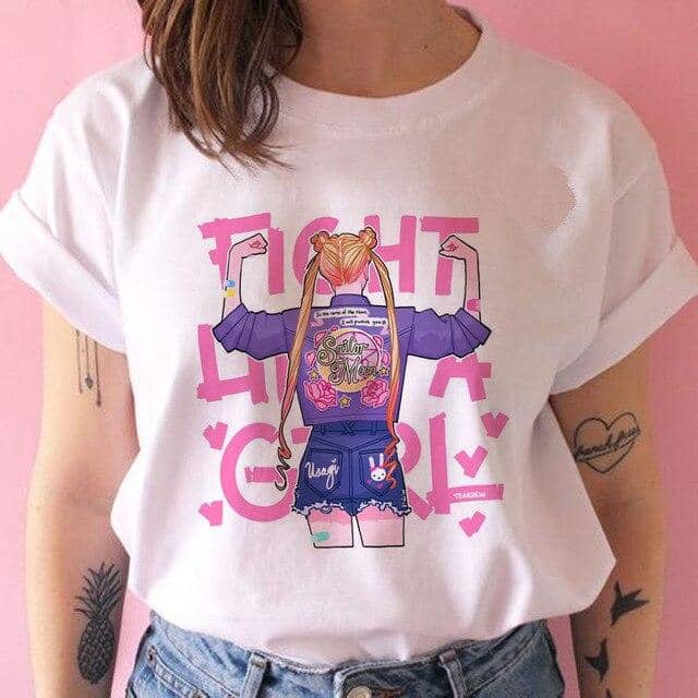 Kpopshop Originals - Funny Sailor Moon Women  Aesthetic 90s T-shirt Tops Tee Short Sleeve - Kpopshop
