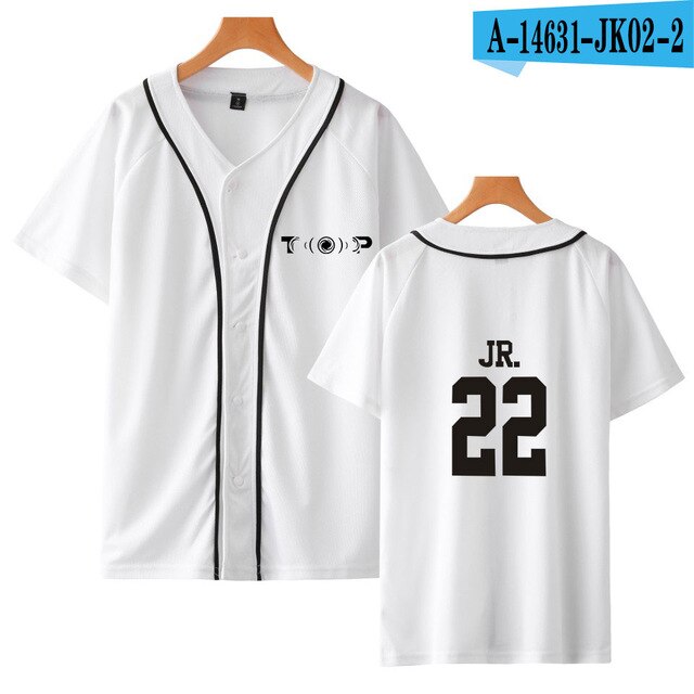 GOT7 KPOP Tshirt Summer Style Printed Jackson Letter Baseball Tshirts Plus Size V Neck Short Sleeve Loose T-shirt Lovers Top