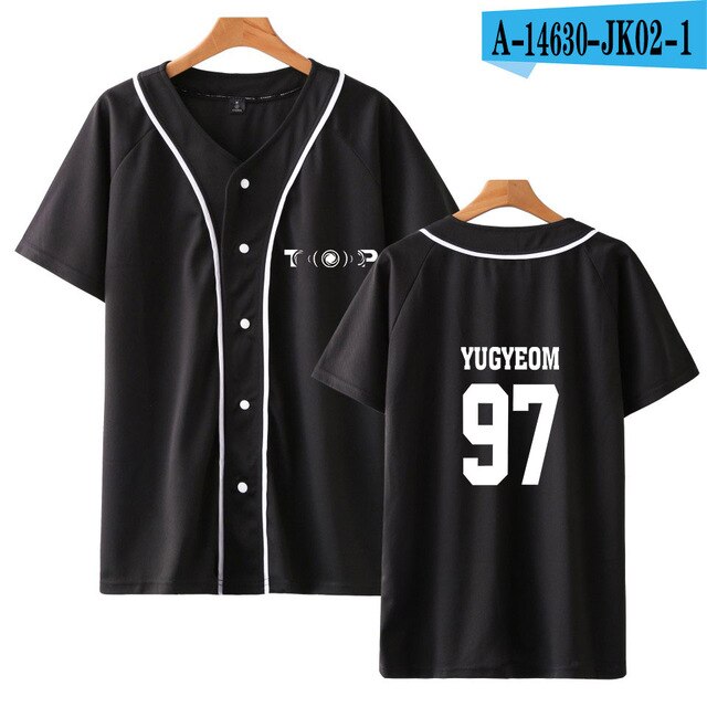GOT7 KPOP Tshirt Summer Style Printed Jackson Letter Baseball Tshirts Plus Size V Neck Short Sleeve Loose T-shirt Lovers Top