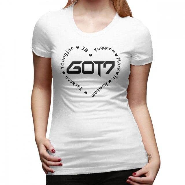 Kpop Newest Got 7 Kpop T-Shirt GOT7 Heart T Shirt Casual O Neck Women tshirt New Fashion Cotton Large Printed Short-Sleeve Ladies Tee Shirt that you'll fall in love with. At an affordable price at KPOPSHOP, We sell a variety of Got 7 Kpop T-Shirt GOT7 Heart T Shirt Casual O Neck Women tshirt New Fashion Cotton Large Printed Short-Sleeve Ladies Tee Shirt with Free Shipping.