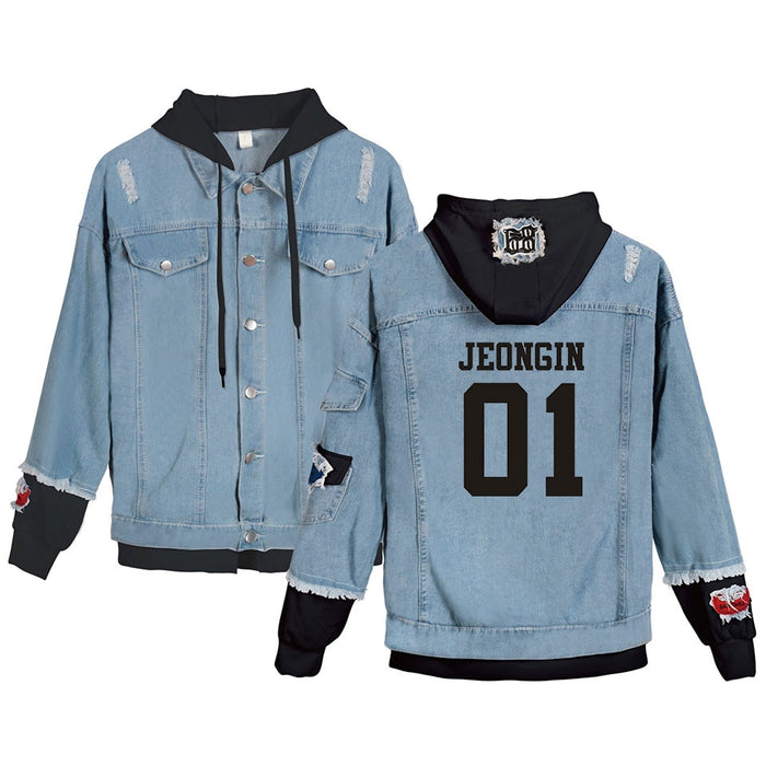 HOT Sale Stray Kids Yellow Wood Jacket Fashion Denim Jacket Women Spring And Autumn Casual Women Slim Denim Jacket