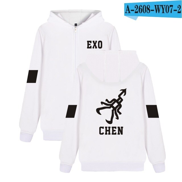 Hip Hop EXO Kpop Autumn Winter Zipper Hoodies Women Men Top Quality Jacket Coat Fashion Hoodie Sweatshirt