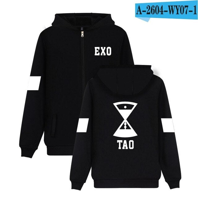 Hip Hop EXO Kpop Autumn Winter Zipper Hoodies Women Men Top Quality Jacket Coat Fashion Hoodie Sweatshirt