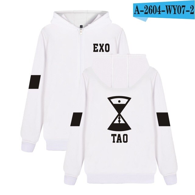 Hip Hop EXO Kpop Autumn Winter Zipper Hoodies Women Men Top Quality Jacket Coat Fashion Hoodie Sweatshirt