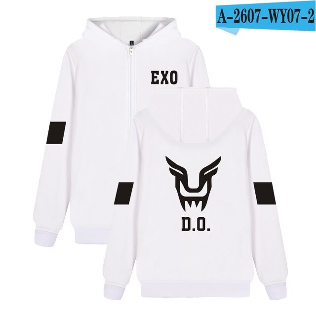 Hip Hop EXO Kpop Autumn Winter Zipper Hoodies Women Men Top Quality Jacket Coat Fashion Hoodie Sweatshirt