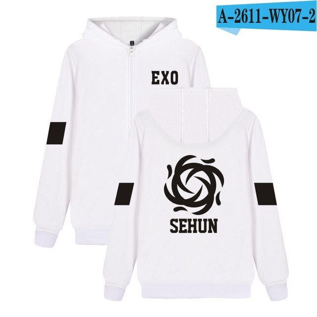 Hip Hop EXO Kpop Autumn Winter Zipper Hoodies Women Men Top Quality Jacket Coat Fashion Hoodie Sweatshirt