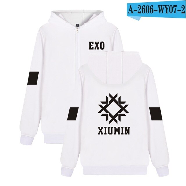 Hip Hop EXO Kpop Autumn Winter Zipper Hoodies Women Men Top Quality Jacket Coat Fashion Hoodie Sweatshirt
