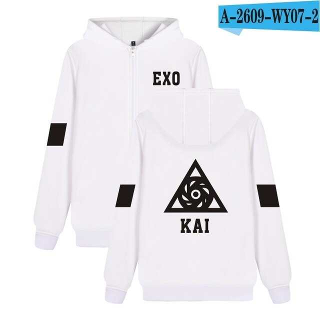 Hip Hop EXO Kpop Autumn Winter Zipper Hoodies Women Men Top Quality Jacket Coat Fashion Hoodie Sweatshirt