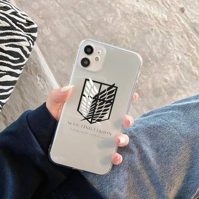 Hot Anime Attack On Titan Phone Case Transparent for iPhone 11 12 mini pro XS MAX 8 7 6 6S Plus X 5S SE 2020 XR