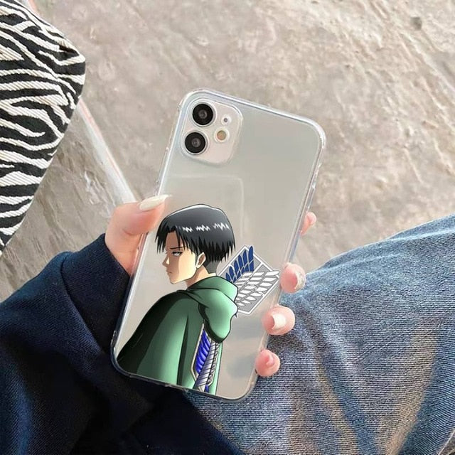 Hot Anime Attack On Titan Phone Case Transparent for iPhone 11 12 mini pro XS MAX 8 7 6 6S Plus X 5S SE 2020 XR