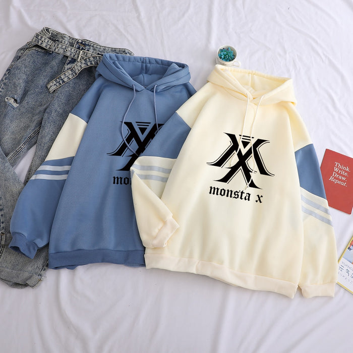MONSTA X Print Women Hoodies Casual Long Sleeve Hip Hop Winter Fleece Pullover Fashion Sweatshirt
