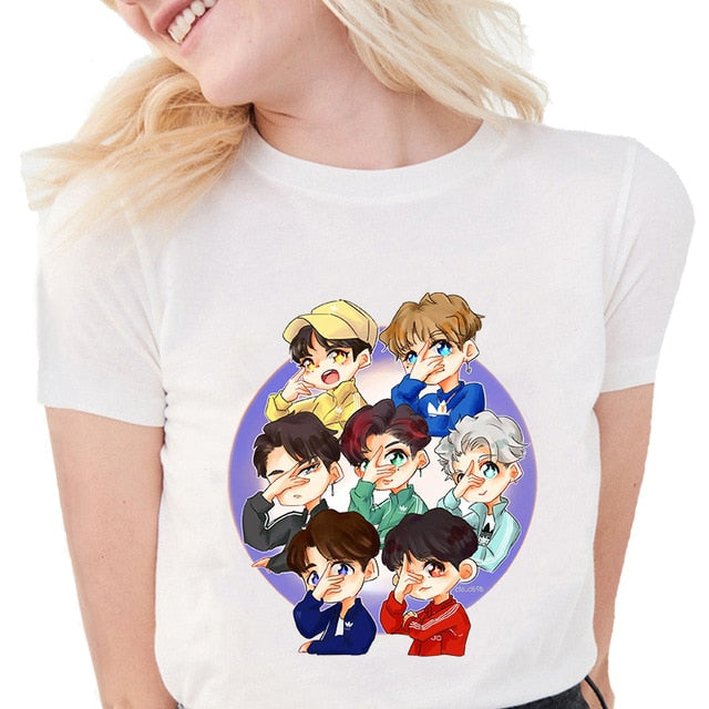 Hot Sale T-shirt GOT7 Kpop JB JR BAMBAM Cute Cartoon T Shirt Women Clothing Casual Tee Tops Female Short Sleeve Summer