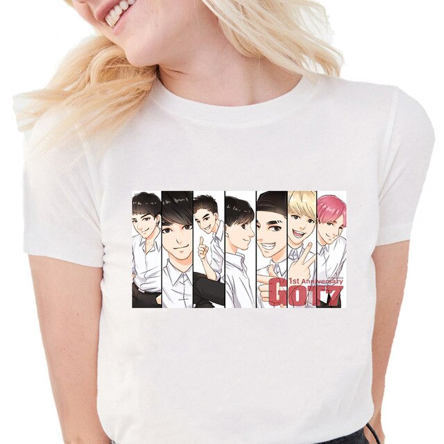 Hot Sale T-shirt GOT7 Kpop JB JR BAMBAM Cute Cartoon T Shirt Women Clothing Casual Tee Tops Female Short Sleeve Summer