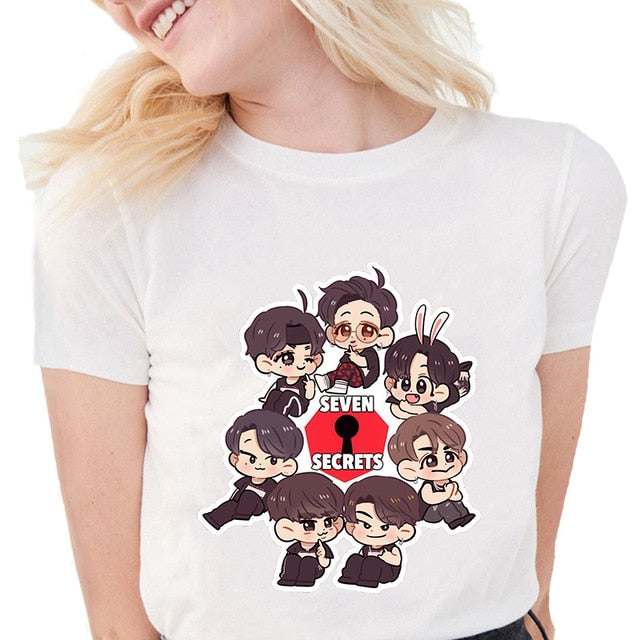 Hot Sale T-shirt GOT7 Kpop JB JR BAMBAM Cute Cartoon T Shirt Women Clothing Casual Tee Tops Female Short Sleeve Summer