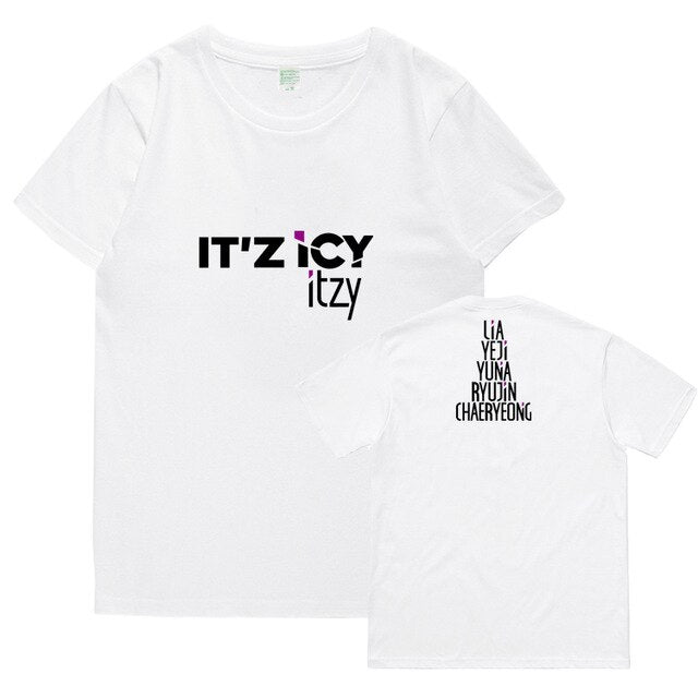 ITZY combination album IT'z ICY surrounding summer loose clothes Kpop short-sleeved Round Collar printing men and women T-shirt