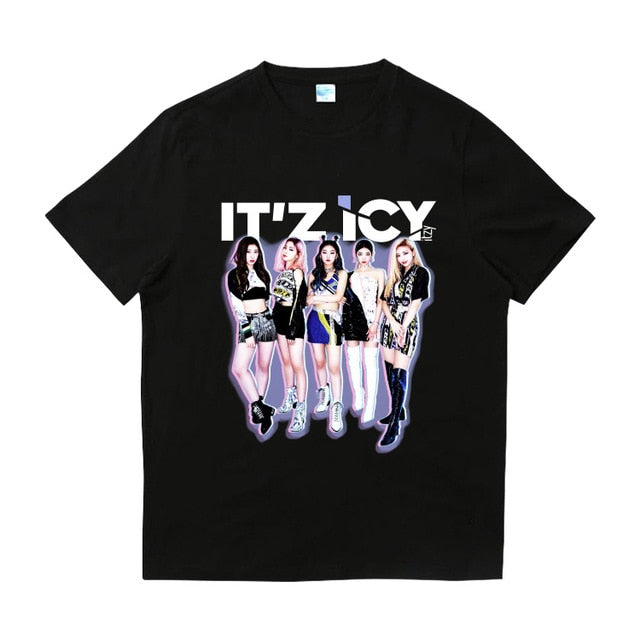 ITZY combination album IT'z ICY surrounding summer loose clothes Kpop short-sleeved Round Collar printing men and women T-shirt