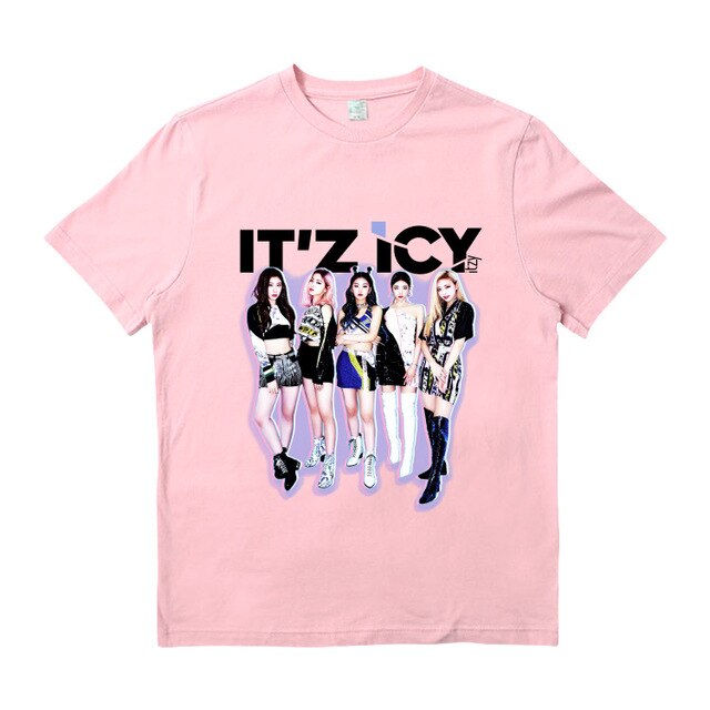 ITZY combination album IT'z ICY surrounding summer loose clothes Kpop short-sleeved Round Collar printing men and women T-shirt